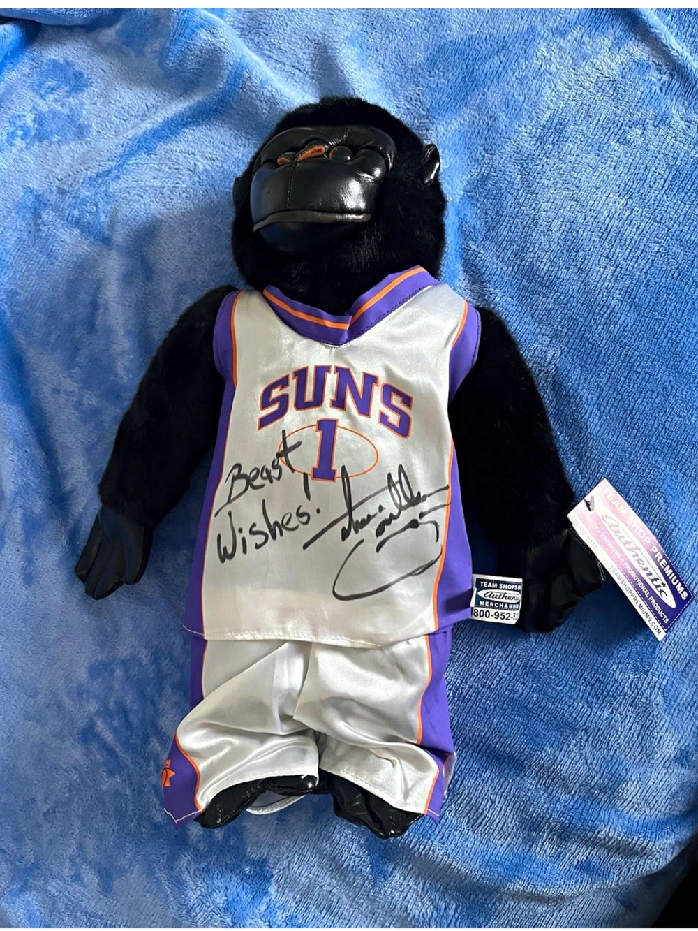 Phoenix Suns #1 Signed Gorilla Plush Doll - White & Purple Jersey